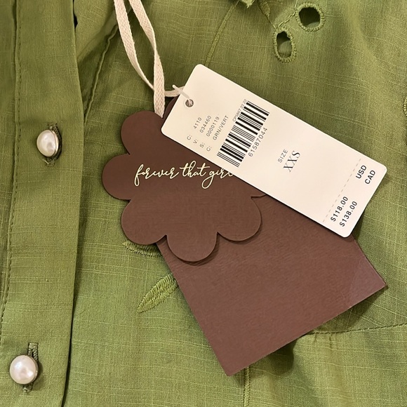 NEW Anthropologie Puff-Sleeve Eyelet Buttondown
Forever That Girl Green Size XXS - Picture 5 of 7